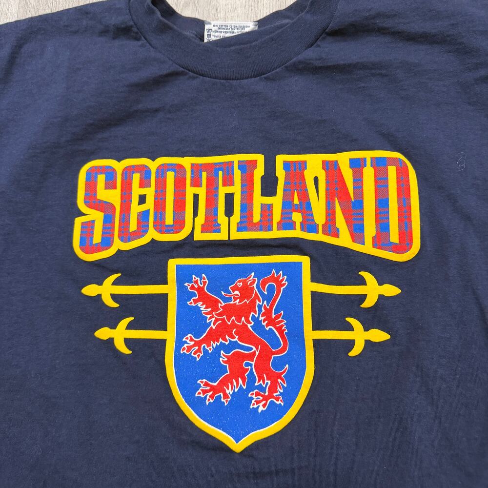 Vintage Scotland Crest Shirt Men's Extra Large Blue 90s USA Made Logo Graphic - Picture 3 of 8
